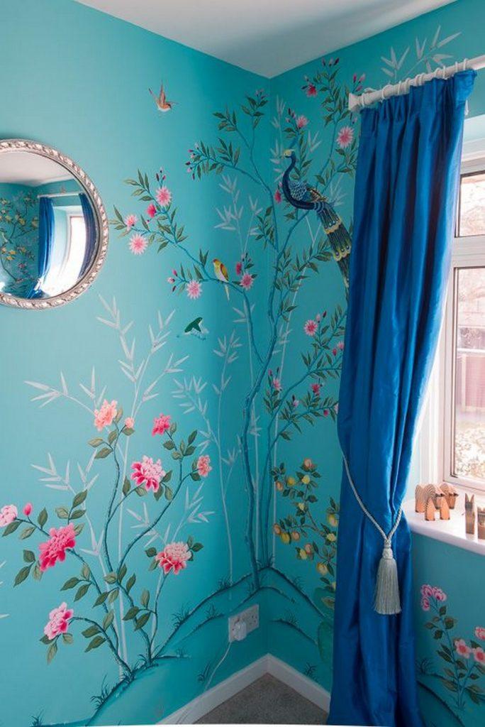خلفية ملونة للحائط في غرف نوم شباب