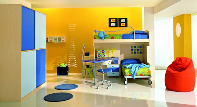 غرفة أطفال مودرن صفراء